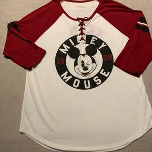 Disney Mickey Mouse Red and White Raglan Tee